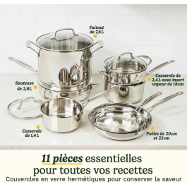 Cuisinart 77-11G Juego de Utensilios de Cocina, Acero Inoxidable, 11 Piezas, Apto para Inducción