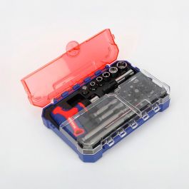 Workpro Juego de puntas y vasos con mini mango carraca t, 28 piezas