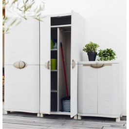 SPACESAVER 90 PLASTIKEN Armario bajo con 2 puertas con estantes - An. 90 x P 45 x Al. 100 cm - Gama Space SAVER - Interior y exterior