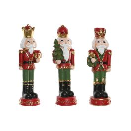 DKD Home Decor Figura Navidad Tradicional Cascanueces Magnesia Multicolor. Set de 3 Unidades (13x48x14 cm)