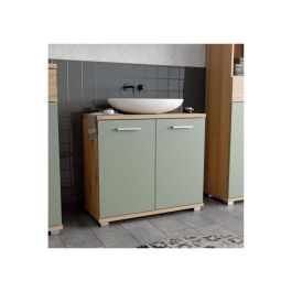 Forte CMPK021M888 Mueble Bajo Fregadero 2 Puertas 69.9 x 28.9 x 62 cm Roble Artesanal / Verde Salvia