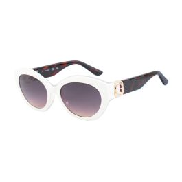 Guess Gafas GU00104 21B Gafas de Sol para Mujer, Diseño Ovalado, Blanco con Lentes Gris Humo Degradado, 56 mm