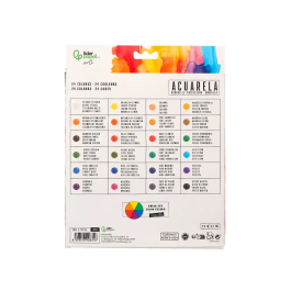 Liderpapel Pintura de Acuarela Caja 24 Tubos de Aluminio 12 ml Colores Surtidos