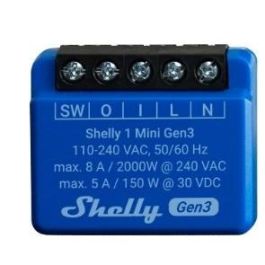 Shelly 1 Mini Gen. 3 Relé Inteligente WiFi Bluetooth 8A 1 Canal Para Empotrar