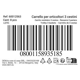 Inde Carrito Verdulero 3 Cestos, 25.8 x 46.7 x 12.1 cm (8 Unidades)