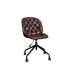 DKD Home Decor Silla Vintage Marrón Oscuro con Ruedas de PP y Metal, 57.5 x 83 x 47.5 cm, capacidad 89 kg
