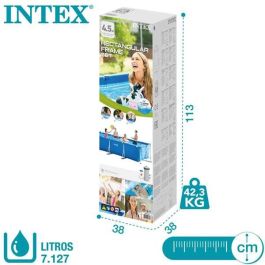 Intex Piscina Frame Rectangular 450x220x84 cm con Bomba Filtradora. Capacidad 7127 Litros y Estructura PVC/Metal.