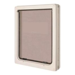 Petmate Dog Mate XL Puerta para Perros de 2 Vías Grandes - Plástico Resistente, Vidrio de Seguridad, Cerradura Magnética, Sello Cepillo - Blanco