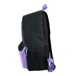 Kuromi Mochila Escolar Americana Adaptable a Carro, Espaldera Acolchada, con Pom-Pom, 42x31x13.5 cm, para +7 años