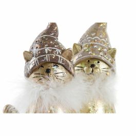 Figura Navidad Moderna DKD Home Decor Dorado Blanco 6 x 15 x 9 cm (2 Unidades) Figura Navidad Moderna DKD Home Decor Dorado Blanco 6 x 15 x 9 cm (2 Unidades)