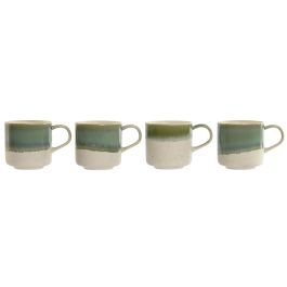 Mug Oriental DKD Home Decor Verde Blanco 8.7 x 8.5 x 12.4 cm (6 Unidades)