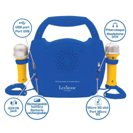 Lexibook Karaoke Digital Portátil Patrulla Canina MP320PAZ Inalámbrico Bluetooth con 2 Micrófonos para Niños +3 Años