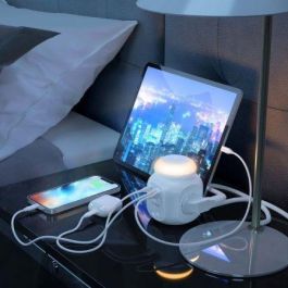 Aisens Regleta de Enchufes Sobremesa con 4 Tomas, USB-C 20W PD3.0, 2 USB-A 18W QC3.0, Luz Nocturna, 1.8m, Blanco