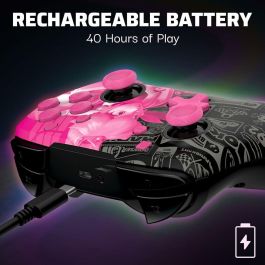 PDP 708056072674 Mando Inalámbrico Glow Grand Prix Peach para Nintendo Switch y Switch OLED Negro y Rosa