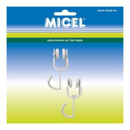 Micel 92577 TLD18 Blister de 2 Poleas para Riel de Cortina Interior Acero Acabado Blanco 18.5x18x56mm