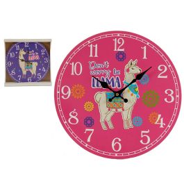 Reloj de Madera Redondo Llama - Giftdecor - 33 cm de Diámetro (12 Unidades) Precio: 50.49999977. SKU: S3603877