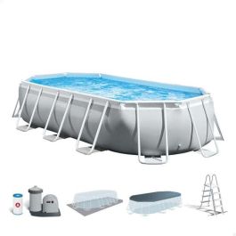 Intex Piscina Ovalada Desmontable Prism Frame 503x274x122 cm con Depuradora, Escalera, Cobertor y Tapiz (13365 Litros)