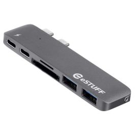 eSTUFF Hub PRO Gris con ranura USB-C Compatible MacBook Pro 13" y 15" Puertos USB-C Duales Precio: 34.78999986. SKU: B1CW35G625