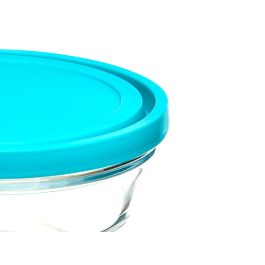 Vivalto Set 5 Fiambreras Redondas Cristal Azul 2.4L 1.1L 600ML 280ML 180ML (Set de 6)