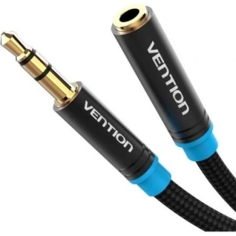 Vention VAB-B06-B150-M Cable Estéreo Jack 3.5 Macho - Hembra 1.5m Negro