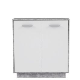 Unidad de almacenamiento PILVI con 2 puertas - Hormigón blanco y gris claro - An. 82,9 x An. 34,2 x Al. 88,1 cm