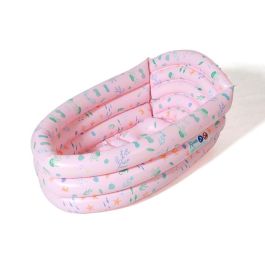 KioKids Bañera Hinchable para Bebés Rosa, Plegable, Portátil y Segura, Ideal para Viaje, Fácil Limpieza, Apta desde 0 Meses