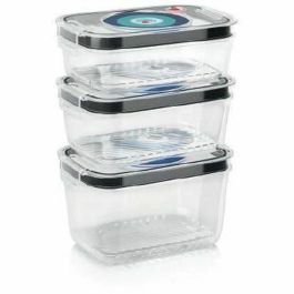 Bosch 3 Cajas de Almacenamiento al Vacío Herméticas Tritan con Bandeja de Goteo e Indicador de Día/Mes y Vacío - 0.7L, 1.0L, 1.5L