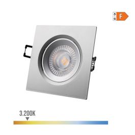 Edm Downlight LED empotrable cuadrado 5W 3200K luz cálida, color cromo, 9x9 cm