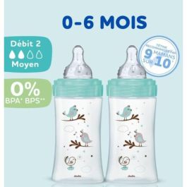 Conjunto de 3 Dodie Anti -color Biberons Iniciation+ - Glass - 270ml - 0-6 meses - Pacificador redondo - Flujo 2