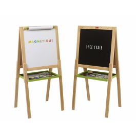 Jeujura JEU3225280876306 Pizarra de Madera Multifuncional Grande con Dibujo, Tiza y Lado Magnético Blanco