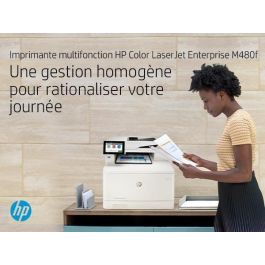 HP Color LaserJet Enterprise M480f - Impresora Multifunción Láser Color con Escáner, Fax, 27 ppm, Duplex, Pantalla Táctil 4.3", 2 GB RAM, HP Sure Start