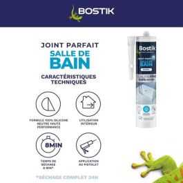 Bostik BOS3549212486396 Sellador de Baño Perfect Joint Impermeabilizante de Silicona Antimoho Blanco 280 ml