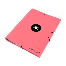 Antartik Carpeta Clasificadora A4 12 Departamentos con Goma Cierre, Cartón Forrado, Color Coral