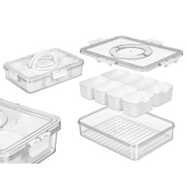 Kinvara Caja Hermética Organizador con Asa, 3.2L, 8 Compartimentos, Plástico Blanco, 31x24x7 cm (Set de 12) Precio: 62.9982507. SKU: B1GP7E7WKZ