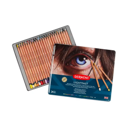 Derwent Lapices Colores Lightfast Resistente a la Luz Caja Metalica 24 Colores Surtidos