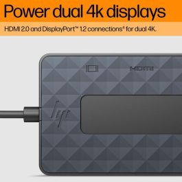 HP Hub y Cargador Universal USB-C Combo, Multiporta para PC con USB-C, Soporta Doble Pantalla 4K HDMI y DisplayPort