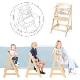 Roba ROB4005317332444 Trona Convertible 2 en 1 Born Up con Sillón Reclinable Acolchado Grisáceo de Madera Natural