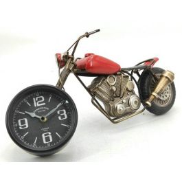 DKD Home Decor Reloj de Sobremesa Vintage con Diseño Moto, Rojo, Hierro y Cristal, 14.5x46x20 cm
