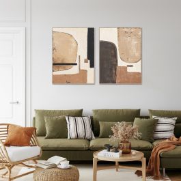 DKD Home Decor Cuadro Moderno Beige Marron Lienzo PS 4.5 x 120 x 90 cm (2 Unidades)