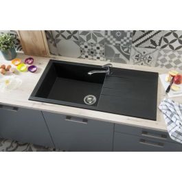 Stradour SMC BLACK STRAW - 06 Fregadero encastrado CUBE 1 bandeja 100x50 cm con vaciado manual, no perforado, tapón Ø90 y desagüe de cesta.