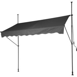 Toldo ajustable gris 250x120 cm, estructura acero, tela poliéster, altura regulable