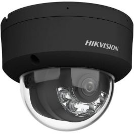 Hikvision Cámara IP domo 4MP Smart Hybrid Light ColorVu 2.8mm WDR IK10 IP67 Audio Alarma Luz Híbrida 30m Negra