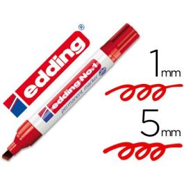 Rotulador Edding Marcador Permanente 1 Rojo Punta Biselada 5 mm Recargable 10 unidades