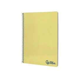 Liderpapel Cuaderno espiral Wonder A4, Tapa Plástico, 80 Hojas, 90gr, Pauta Ancha 3.5mm con Margen, Color Amarillo