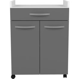 Carro OSLO 60 cm - 1 cajón y 1 puerta - L 60 x P 44 x H 81 cm - Color gris brillo - EKIPA Carro OSLO 60 cm - 1 cajón y 1 puerta - L 60 x P 44 x H 81 cm - Color gris brillo - EKIPA
