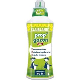 Clairland Prop'Gazon Fertilizante Líquido Concentrado 3 en 1 para Césped - Revitaliza, Reduce Malas Hierbas y Limita Musgo - 1 L Clairland Prop'Gazon Fertilizante Líquido Concentrado 3 en 1 para Césped - Revitaliza, Reduce Malas Hierbas y Limita Musgo - 1 L