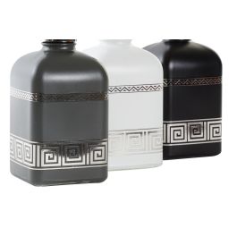 DKD Home Decor Dosificador Chic 450ml de Cristal y ABS Colores Negro Blanco 8x18x10cm Pack 12 Unidades