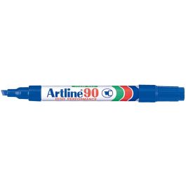 Rotulador Artline Marcador Permanente Ek-90 Azul Punta Biselada 5 mm Papel Metal Y Cristal 12 unidades