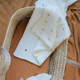 Domiva Manta Amor de Maternidad DOM1732404999619 Doble Cara Punto Grueso y Muselina 75 x 100 cm