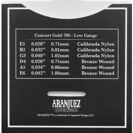 ARANJUEZ Clásica Nylon Concert Gold 700 - Cuerdas para Guitarra Clásica, Tensión Baja